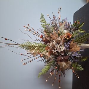 Vibrant Faux Floral Accent in Lush Green and Purple